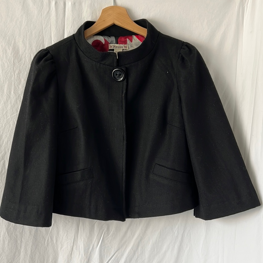 Forever 21 wool blend cropped jacket S black